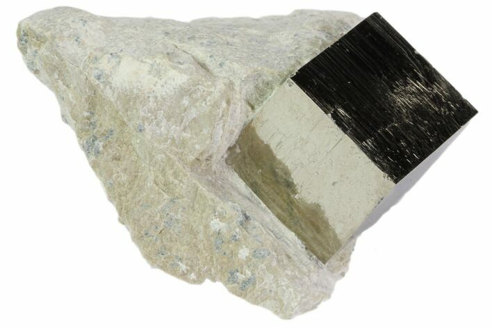 Natural Pyrite Cube In Rock From Spain #82093